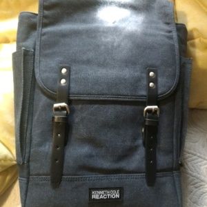 Canvas Flap Over Backpack 14.1 Inch Navy Blue